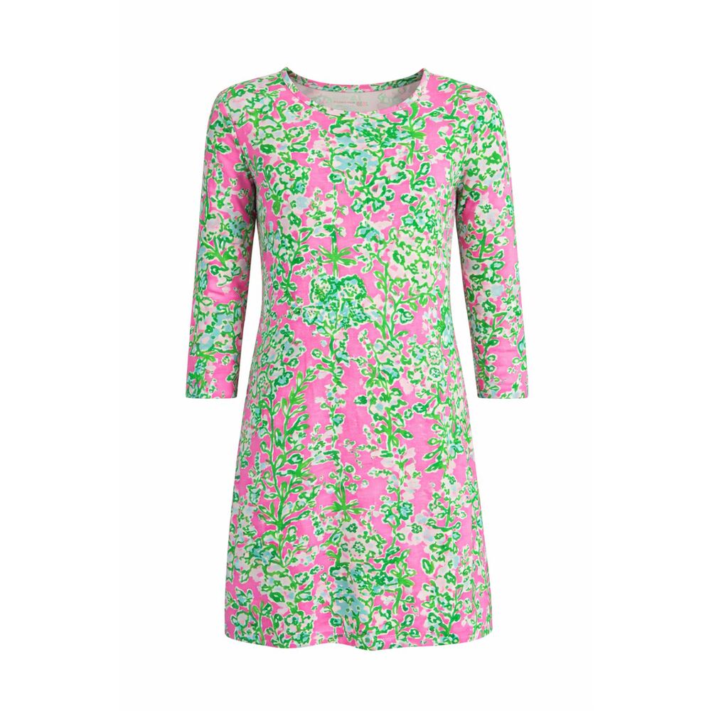Lilly Pulitzer Girls XL 12 Sadie Dress Bright Navy Via Sunny Pink Green Floral